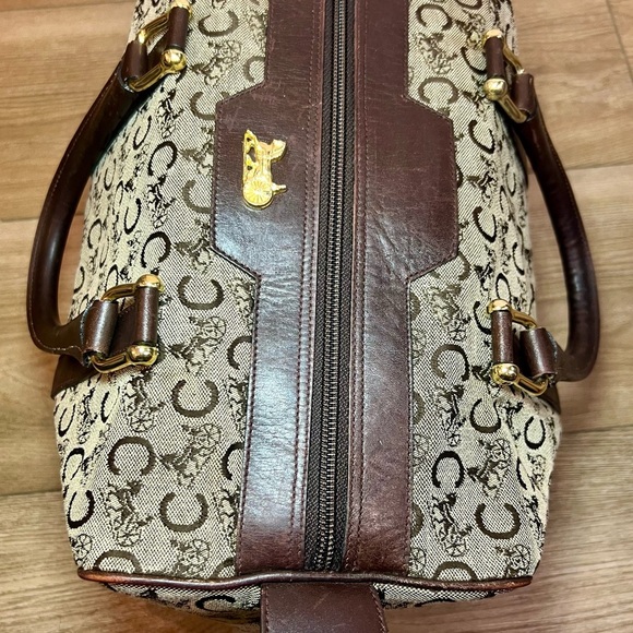 Vintage CELINE Boston Bag Brown and Cream Monogram with Leather Accents - Picture 10 of 12